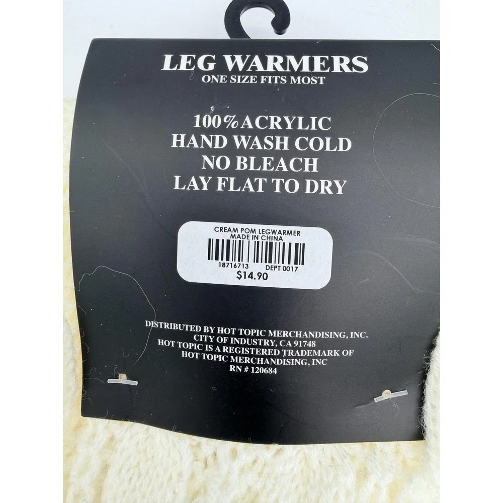Hot Topic Leg Warmers Thigh Highs Womens One Size Multicolor Cable Knit Pom Set